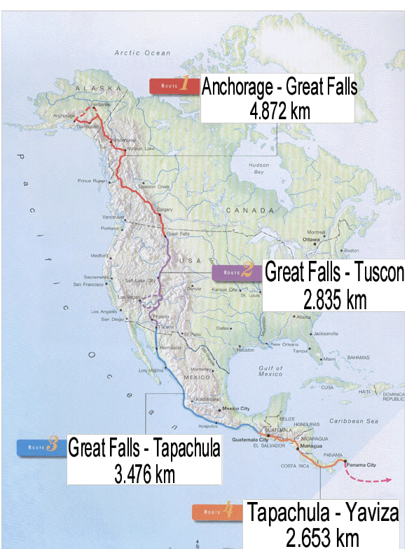 Routekaart Noord Amerika
